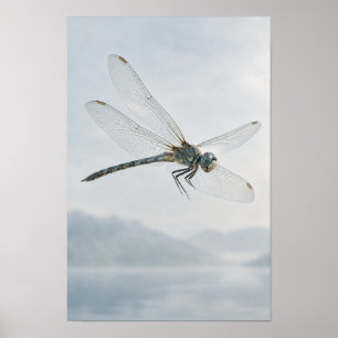 Affiche Libellule bleu-vert en vol - Nature minimale sur l