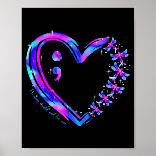 Affiche Libellule cœur violet sarcelle de sensibilisation