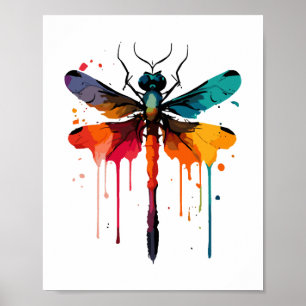 Affiche libellule colorée