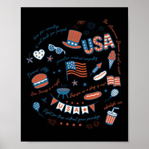 Affiche Libéral 4 juillet Patriotique Subtil Coquette Anti