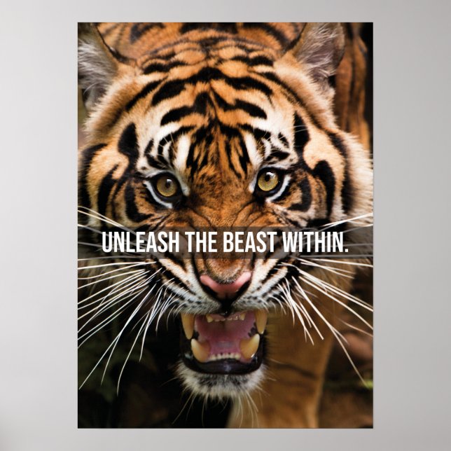 Affiche Libérez La Bête À L'Intérieur - Tiger Motivationne (Devant)