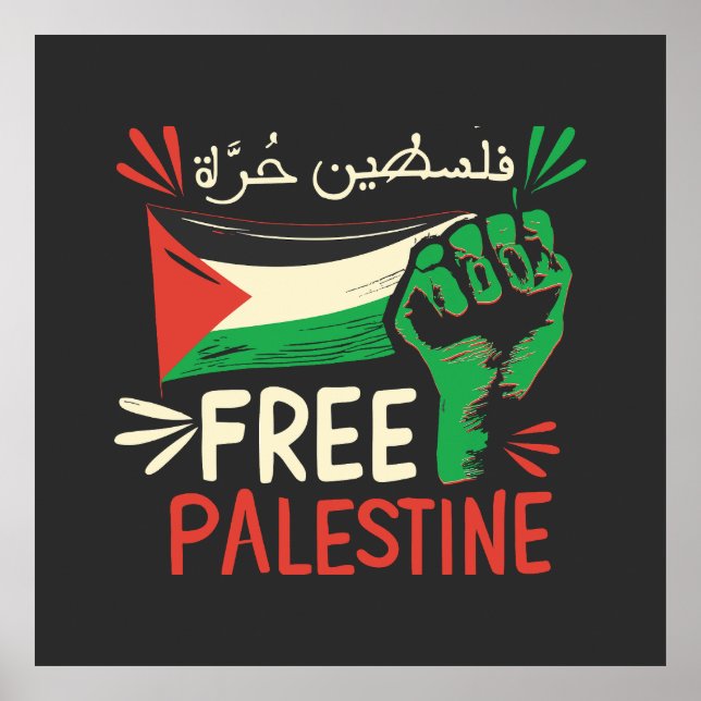 Affiche Libérez la Palestine Sauvez le drapeau palestinien (Devant)