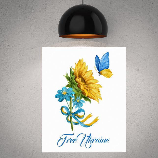 Affiche Libérez l'affiche de tournesol et papillon Ukraine (Créateur téléchargé)