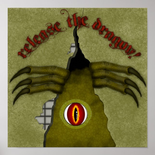 Affiche Libérez le Dragon ! Art numérique (Devant)