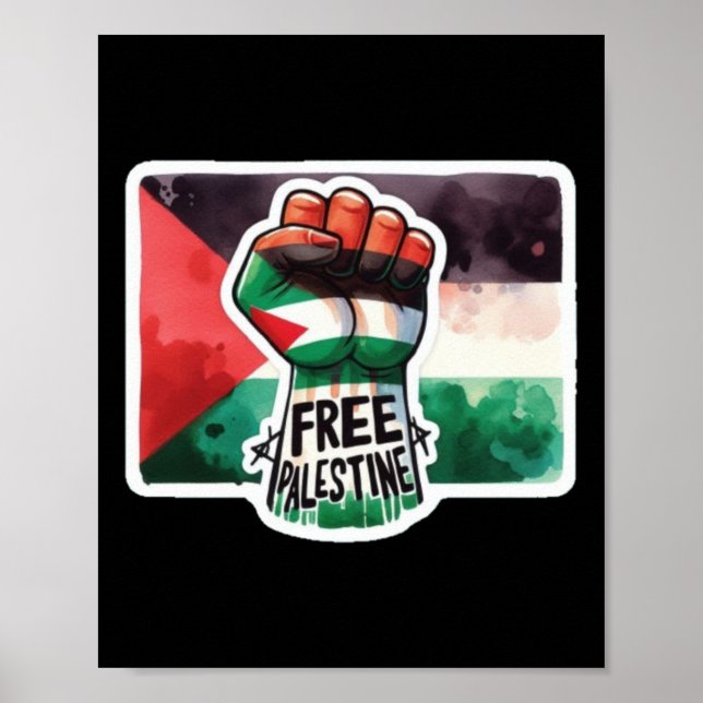 Affiche Libérez Le Drapeau Palestine Et L'Autocollant Aqua (Devant)