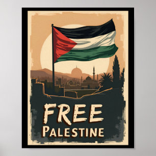 Affiche Libérez le drapeau palestinien de la Palestine ave