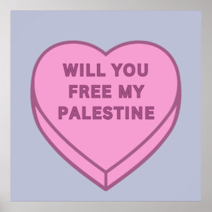 Affiche Libérez-vous ma Palestine ? Cute Candy Coeur doux