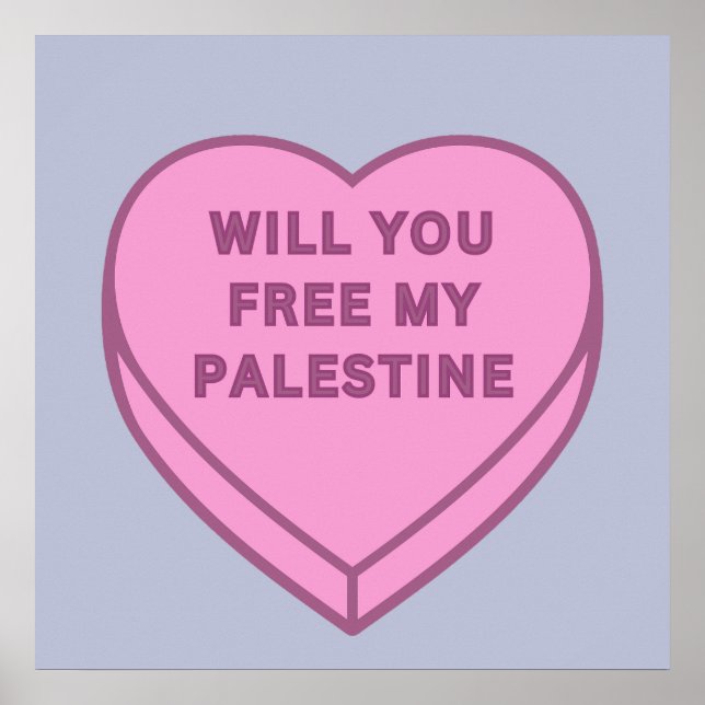 Affiche Libérez-vous ma Palestine ? Cute Candy Coeur doux (Devant)