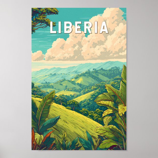 Affiche Liberia Illustration Travel Art Vintage (Devant)
