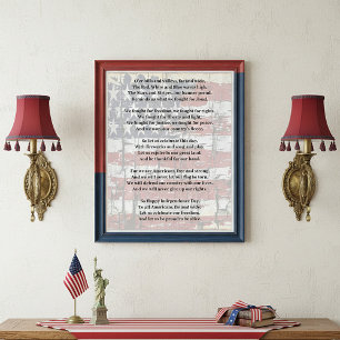 Affiche Liberté américaine Poème avec drapeau patriotique