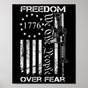 Affiche Liberté avant la peur Drapeau américain pro-arme 2