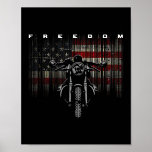 Affiche Liberté de la moto drapeau américain