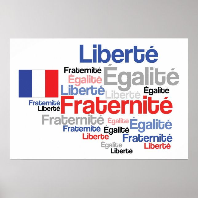 Affiche Liberté, Égalité, Fraternité Drapeau Français (Devant)