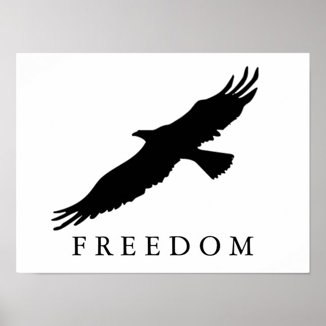 Affiche Liberté Motivationnelle Aigle Landing Black White  (Devant)