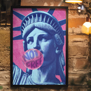 Affiche Liberté n'est pas libre Retro Pop Statue de la Lib