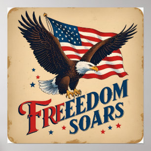 Affiche Liberté s'envole Parchment d'aigle Imprimer
