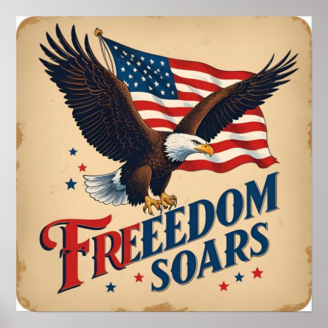 Affiche Liberté s'envole Parchment d'aigle Imprimer (Devant)