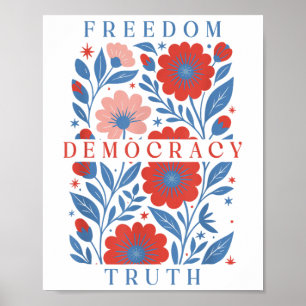 Affiche Liberté Subtile Démocratie Vérité Boho Floral 4 