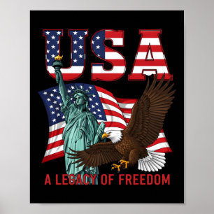 Affiche Liberté usa graphique patriotique 4 juillet long