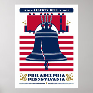 Affiche Liberty Bell Philadelphia Pennsylvania Stripes