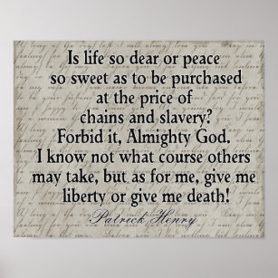 Affiche Liberty or Death --- Patrick Henry Quote -- print