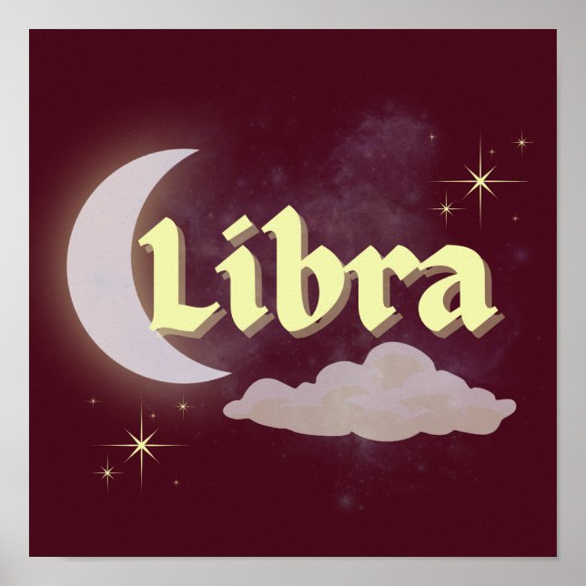 Affiche Libra Céleste Lune Cloud Étoiles Astrologie Art (Devant)