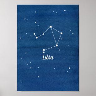 Affiche Libra Constellation Night Sky Indigo