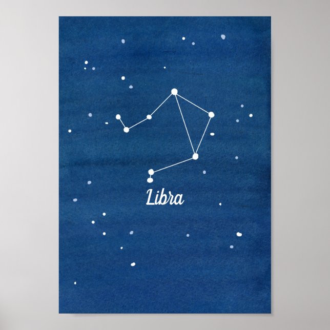 Affiche Libra Constellation Night Sky Indigo (Devant)