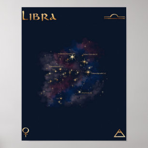 Affiche Libra Constellation - Unique cadeau de Libra Lover