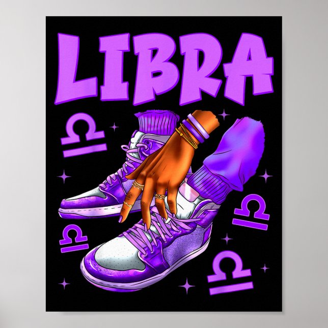 Affiche Libra Girl Birthday Black Woman Sneakers Zodiac Si (Devant)