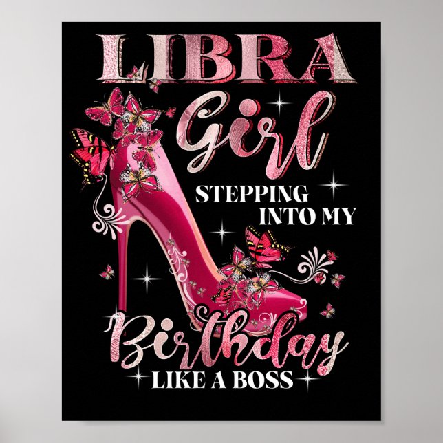 Affiche Libra Girl Entrant Dans Mon Anniversaire Comme Un  (Devant)