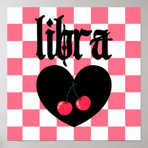 Affiche Libra Gothique esthétique À damiers Cherry Art