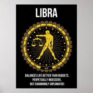 Affiche Libra - Horoscope, Funny Humour de signe Zodiaque