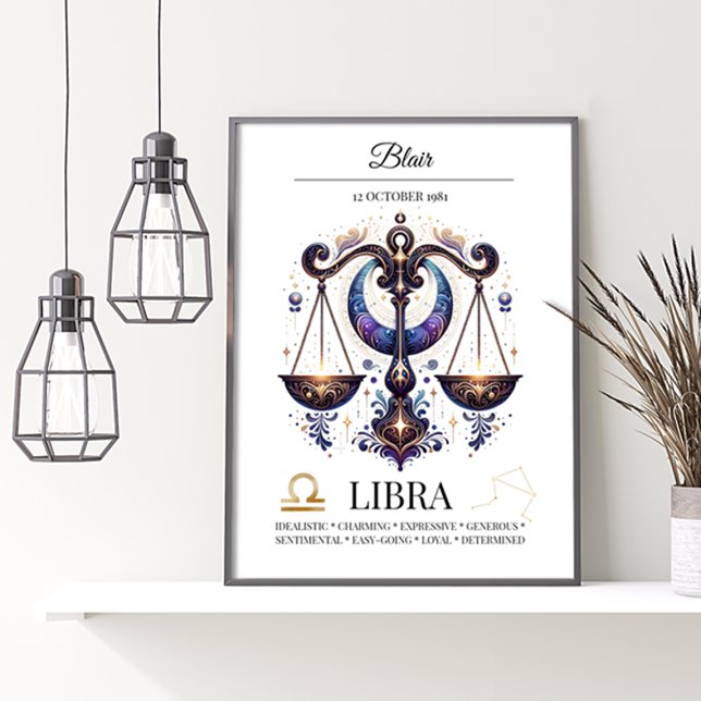 Affiche Libra Personnalisé Elégant Zodiac Aquarelle (Créateur téléchargé)