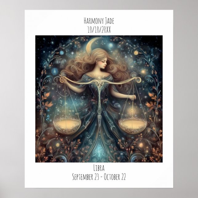 Affiche Libra Zodiac Astrology Name & Birthday (Devant)