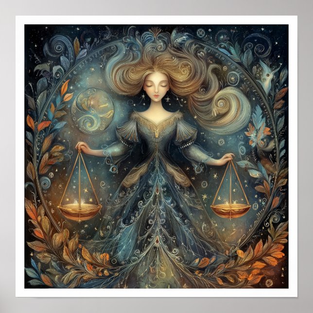 Affiche Libra Zodiac Birth Sign Astrology Celestial (Devant)