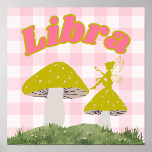 Affiche Libra Zodiac Cottagecore Champignons de fées