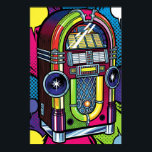 Affiche Librairie d'art pop rétro<br><div class="desc">Graphique de haute qualité d'un juke-box rétro dans un style pop art. Le design présente des contours noirs épais et des couleurs audacieuses,  vibrantes et fracassantes.</div>