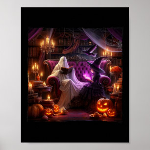 Affiche Librairie éffrayante Haunted Halloween Librairie V