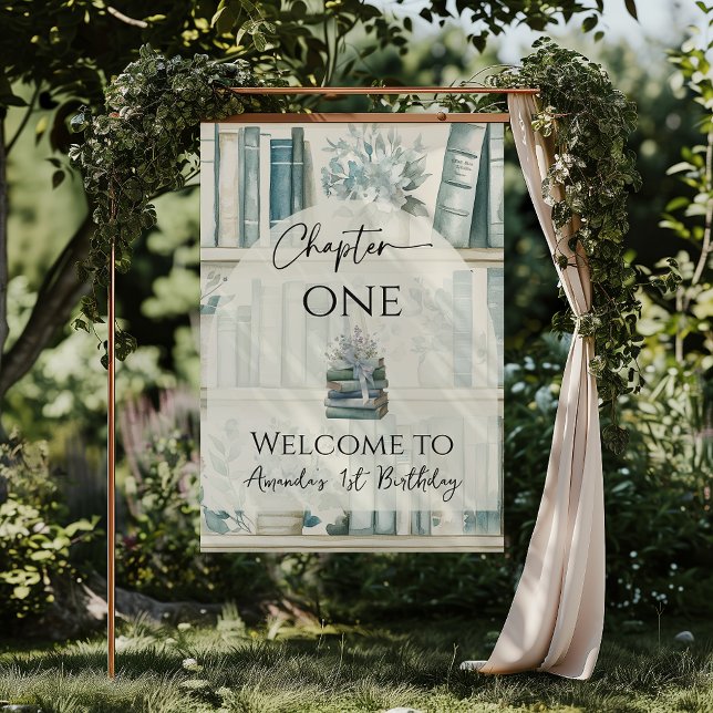 Affiche Library Chapter ONE Blue Boy Book 1st Birthday (Créateur téléchargé)