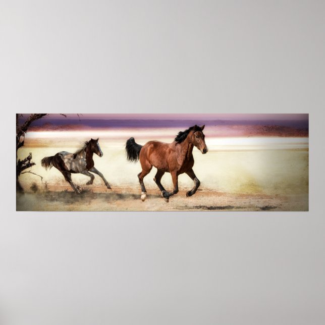 AFFICHE LIBRE D'ÊTRE SAUVAGE COULER LES CHEVAUX (Devant)