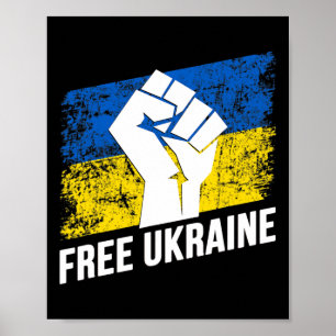 Affiche Libre Ukraine Amoureux de l'Ukraine Drapeau de l'U