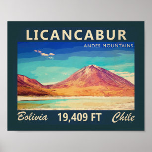 Affiche Licancabur Amérique du Sud Vintage