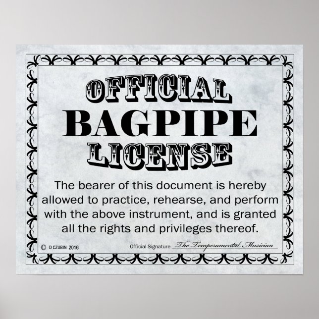 Affiche Licence Bagpipe (Devant)