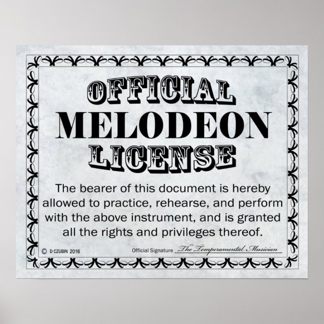 Affiche Licence Melodeon (Devant)