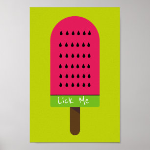 Affiche Lick me drôle Pop Art popsicle fruité pastèque