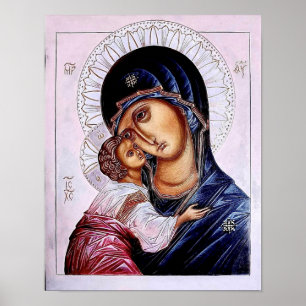 Affiche L'icône de la Theotokos et de l'Enfant Christ 