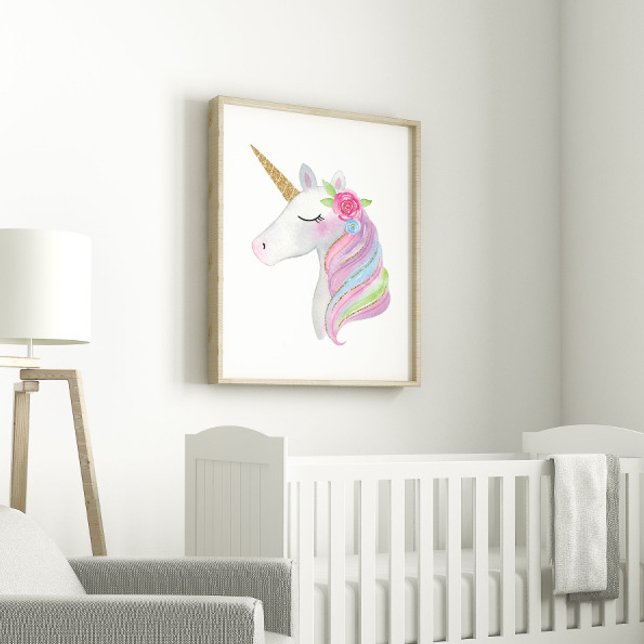 Affiche Licorne à l'aquarelle pour filles mignonnes imprim (Créateur téléchargé)