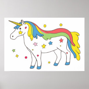 Affiche licorne arc-en-ciel