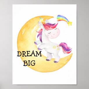 Affiche Licorne Arc-en-ciel Rêve Grande Nurserie Bébé Fill